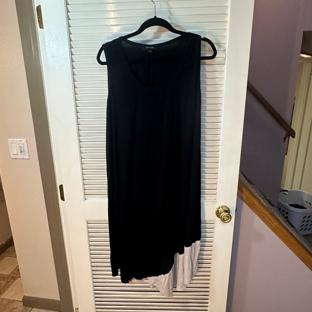 Karen Kane Colorblock Asymmetric Hem Tank Dress – Black & White – Size 2X